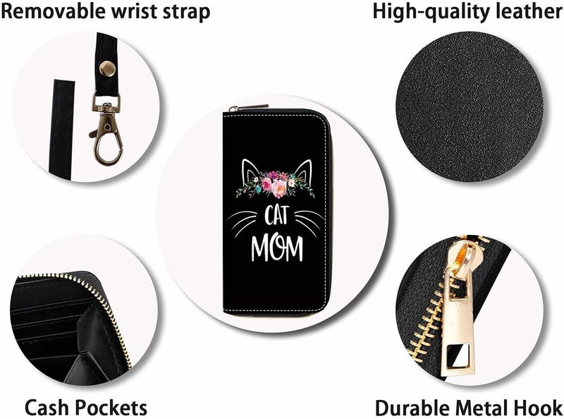 FQTBCEARI Hummingbird Flower Print Women Large Capacity Wallet PU Leather Zipper Clutch Purse for Smart Phone/Card/Coin/Cash - Image 4